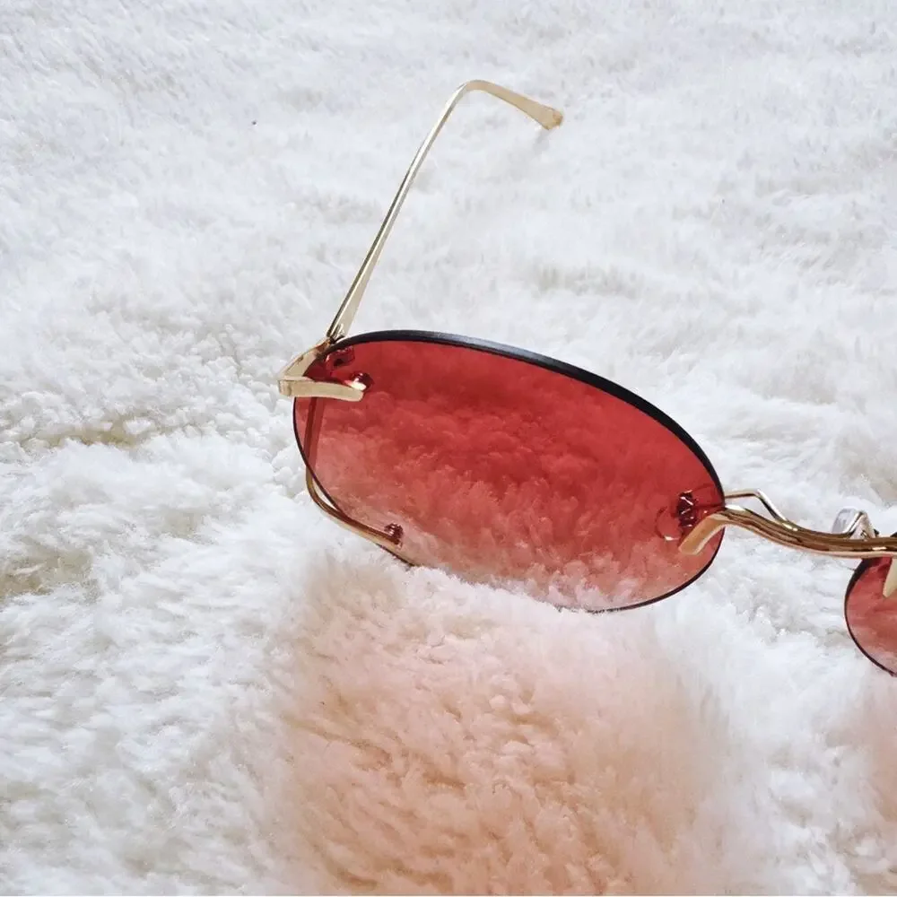 Ruth Clear Orange Round Metal Sunglasses